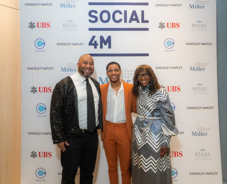 Social4M founder Anthony Davenport with Myles Frost and Brenda Emmanus